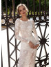 Ivory Beaded Lace Wedding Dress With Detachable Sleeves